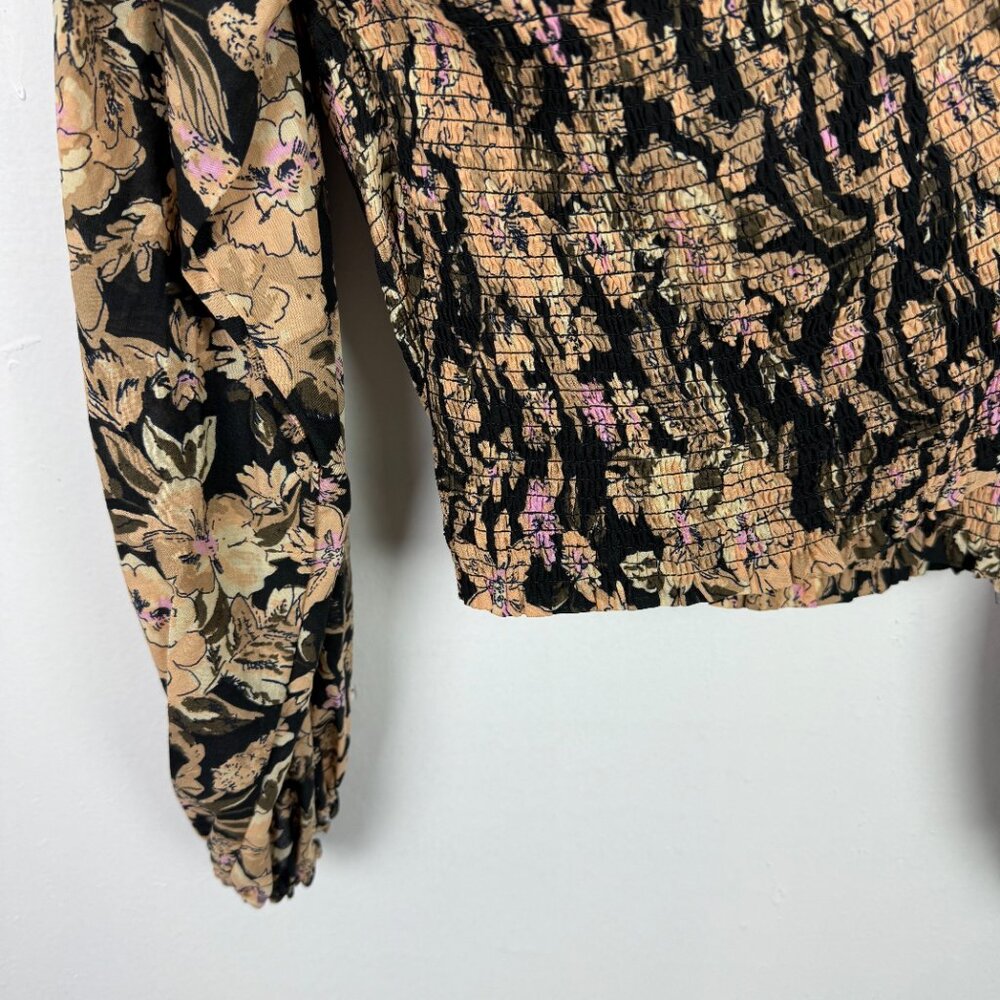 NWT Free People East To West Smocked Top Off the Shoulder Black Size Medium M - Picture 11 of 12